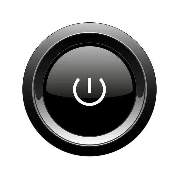 Round black button with power icon — Stock Vector