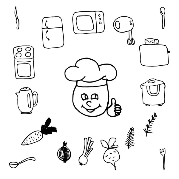 Mutfak öğeleri kümesini doodle