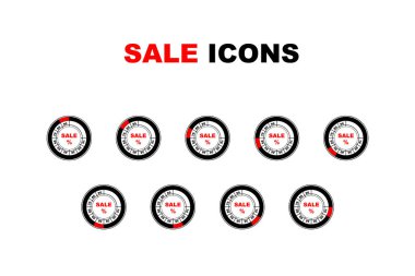 Satılık simgeler yuvarlak retro simgeler