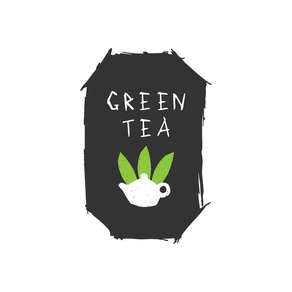 Zielona Herbata Ilustracja Liści — Wektor stockowy