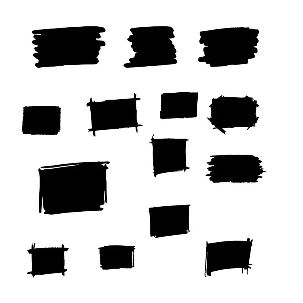 Set Black Frames White Background — Stock Vector