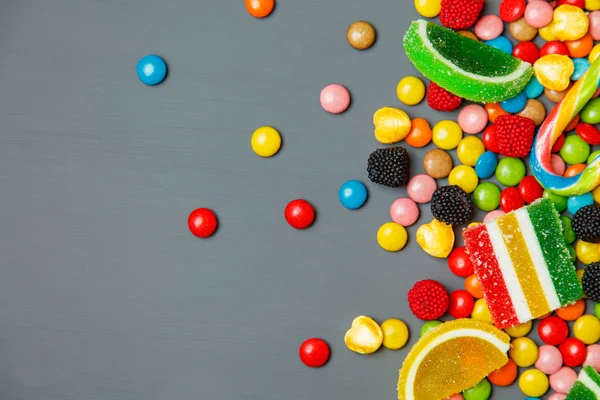 Mixed colorful fruit bonbon close up — Stock Photo, Image