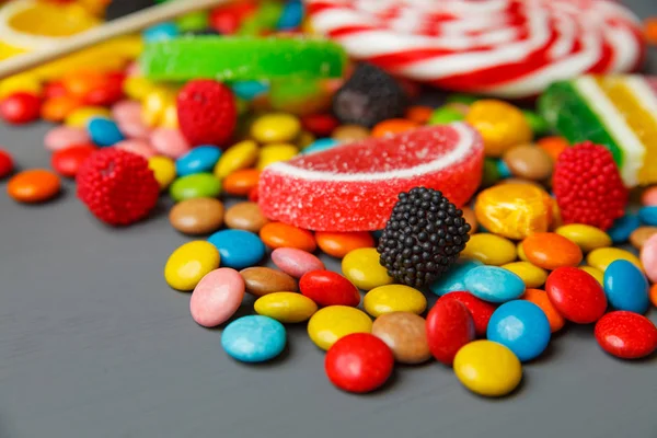 Mixed colorful fruit bonbon close up — Stock Photo, Image