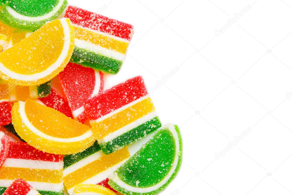 frame of colorful jelly candies isolated