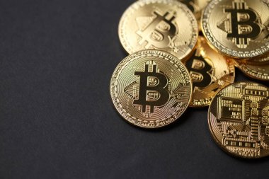 Bitcoin altın madeni para ve grafik arka plan.