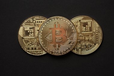 Bitcoins ve sanal para. Altın Bitcoins. Kavram dünya çapında cryptocurrency