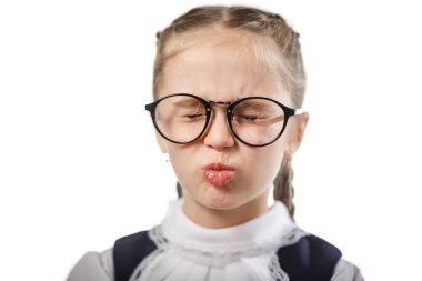 Gözlüklü Komik Öğrenci Yakından Gözleri Kapalı