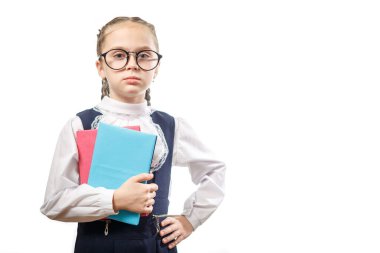 Gözlüklü Sevimli Liseli Kız Kitaplar Kopyalama Alanı