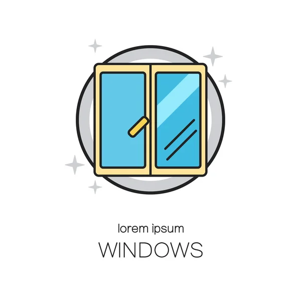 Modelli di design del logotipo icona linea finestra . — Vettoriale Stock