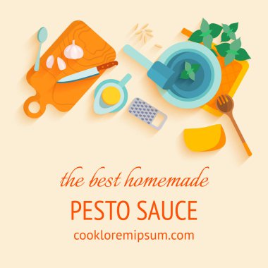 Pesto sosu geleneksel İtalyan mutfağı tarifi.