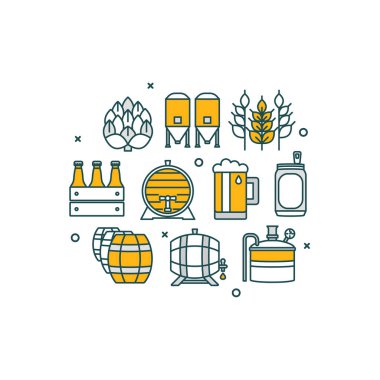 İnce çizgi düz tasarım afiş bira bira için