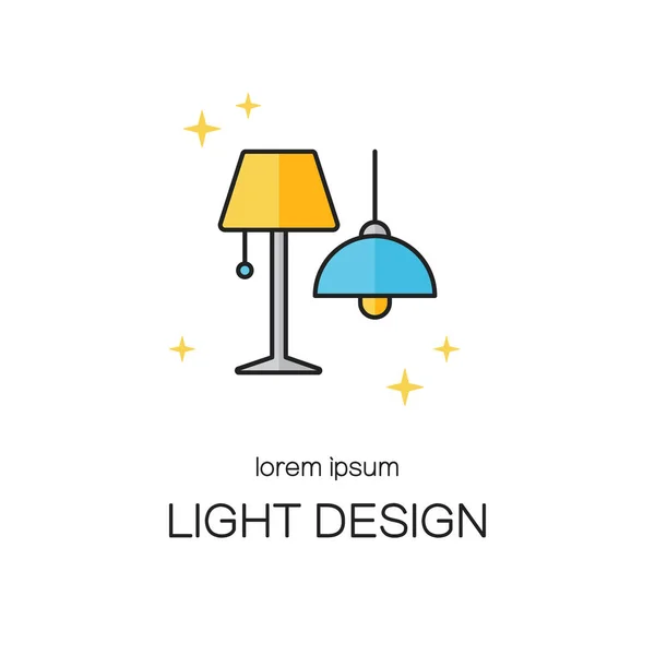 Iluminación desigh línea icono logotipo plantillas . — Vector de stock