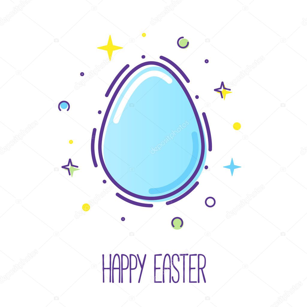 Vector line style easter egg with a firework isolated on white.