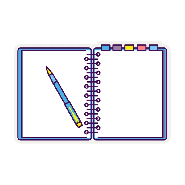Плоский блокнот с ручкой — стоковый вектор