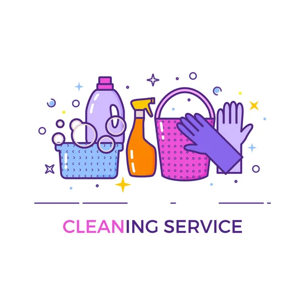 Logotipo de design plano para serviço de limpeza isolado em branco . —  Vetores de Stock