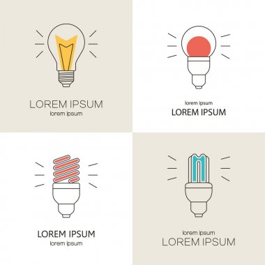 Çağdaş çizgi stil vektör logo toplama izole ampul ile