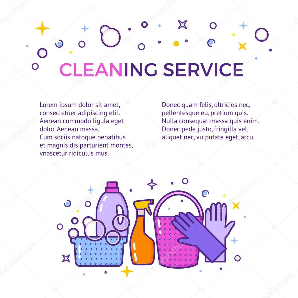 Website header vector template with logo for cleaning service isolated on white.