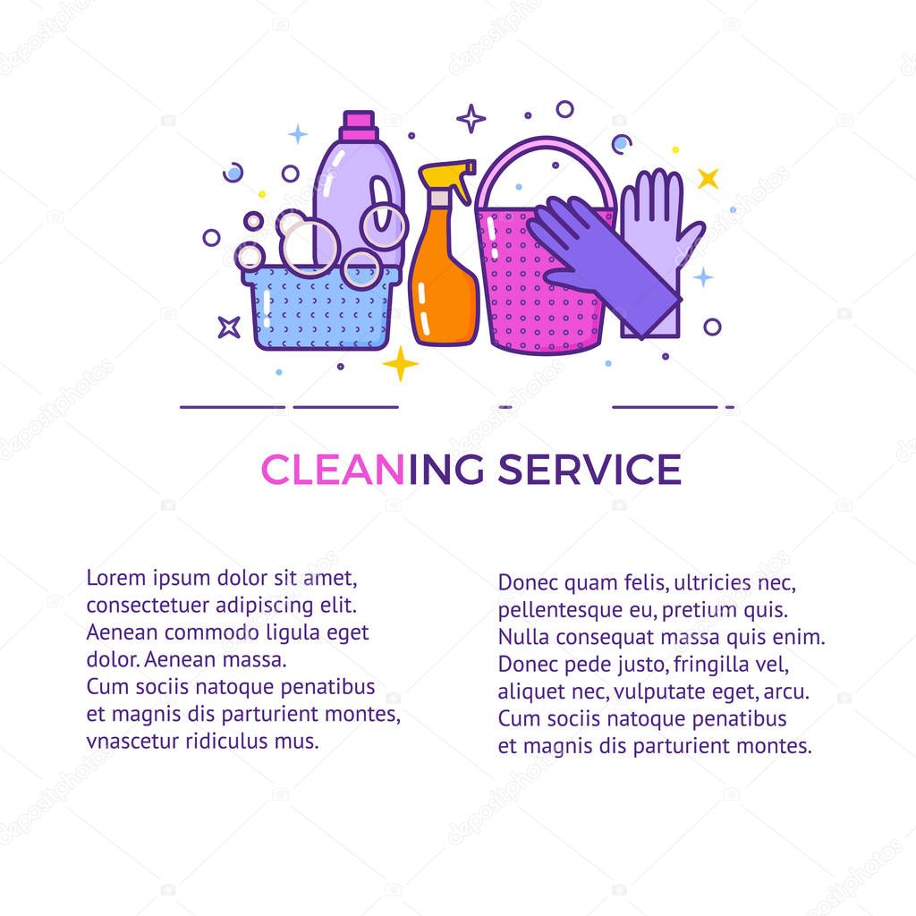 Website header vector template with logo for cleaning service isolated on white.