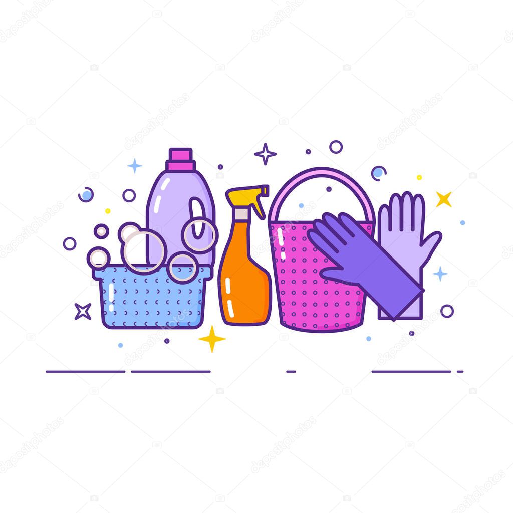 Flat design logo for cleaning service isolated on white. Vector illustration.
