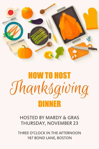 Thanksgiving middag kort — Stock vektor