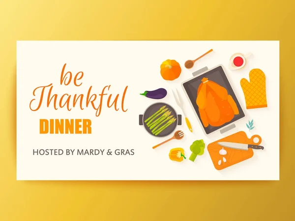 Menu design plat pour le dîner de Thanksgiving . — Image vectorielle