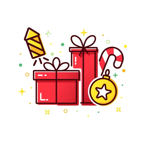 Boîtes cadeaux de Noël rouge vectoriel — Image vectorielle