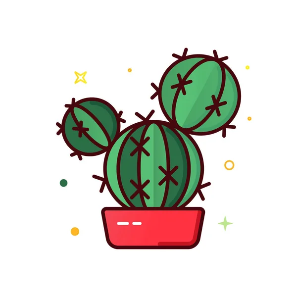 Icono de vector de línea de color de cactus — Vector de stock