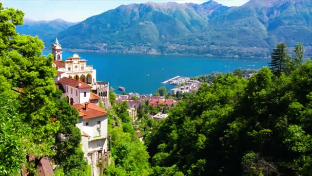 Igreja Madonna del Sasso acima de Locarno, Ticino, Suíça — Vídeo de Stock