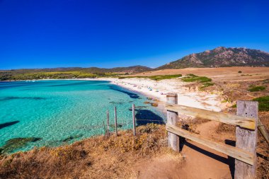 Grand Capo beach neach Ajjacio, Korsika, Avrupa. 