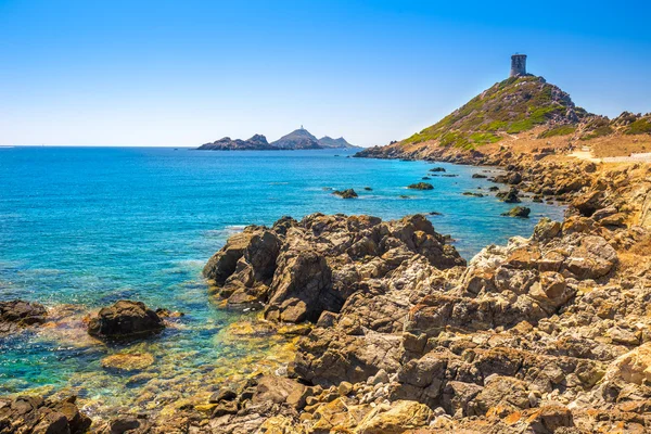 Torre genovesa da península de Parata, Córsega, França . — Fotografia de Stock