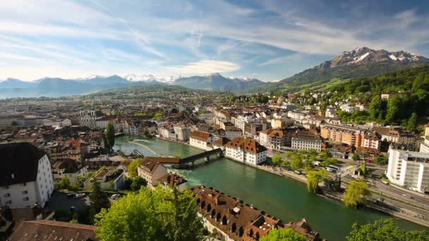 Lucerne with Chapel Bridge — Stock video