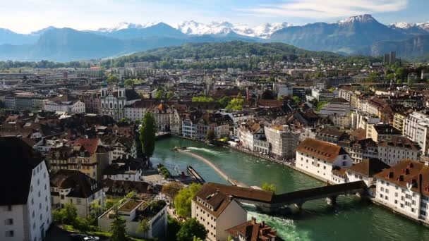 Lucerne with Chapel Bridge — ストック動画