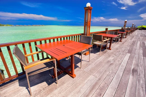 Restaurant terrace of water bungalows — Stock Photo, Image