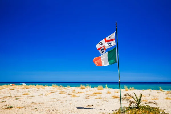 Flaga Sardynii na plaży — Zdjęcie stockowe
