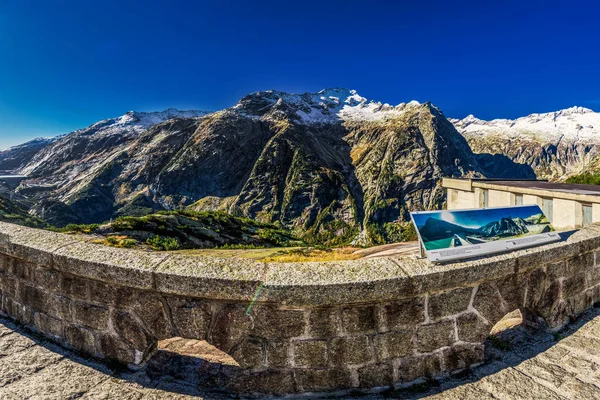 Gelmer Lake Nära Grimselpass Schweiziska Alperna Gelmersee Schweiz — Stockfoto