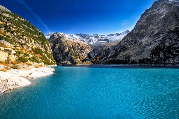 Gelmer Lake Nära Grimselpass Schweiziska Alperna Gelmersee Schweiz — Stockfoto