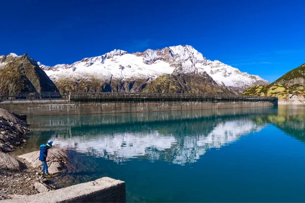 Gelmer Lake Blízkosti Grimselpass Švýcarských Alpách Gelmersee Švýcarsko Bernese Oberland — Stock fotografie