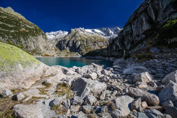 Lago Gelmer Vicino Passo Del Grimselpass Nelle Alpi Svizzere Gelmersee — Foto Stock
