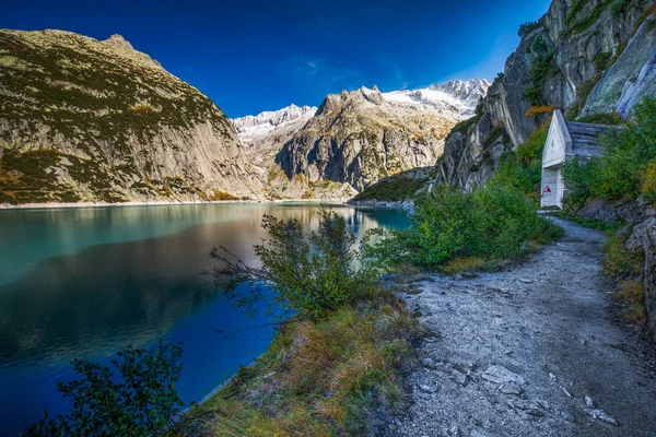 Lac Gelmer Près Grimselpass Dans Les Alpes Suisses Gelmersee Suisse — Photo