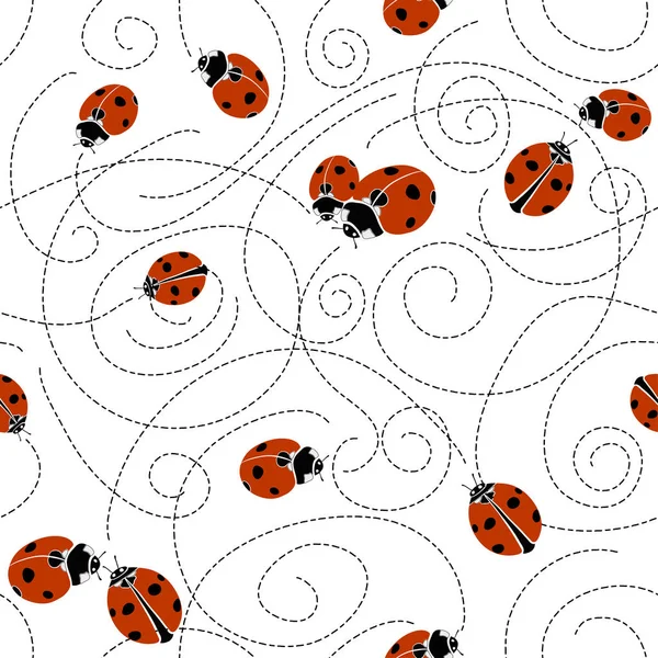 Seamless pattern with ladybugs — Wektor stockowy