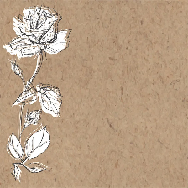 Ros blomma på brunt papper konsistens — Stock vektor