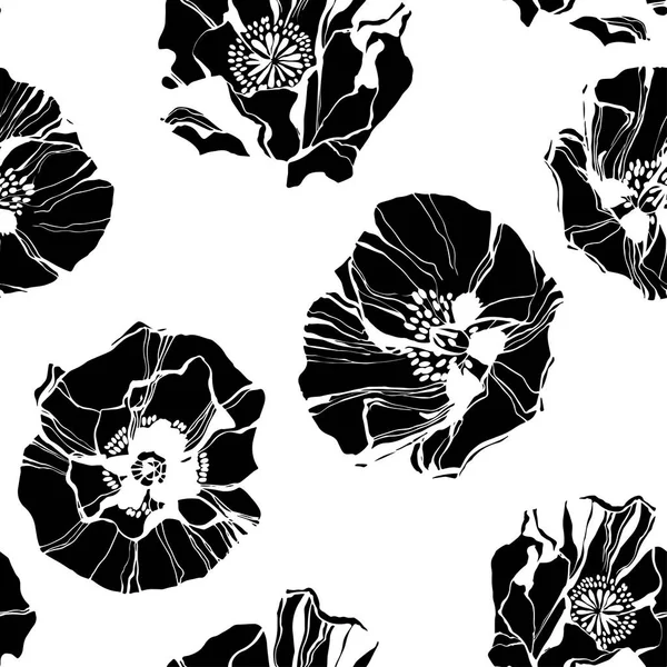 Patrón floral con amapolas — Vector de stock