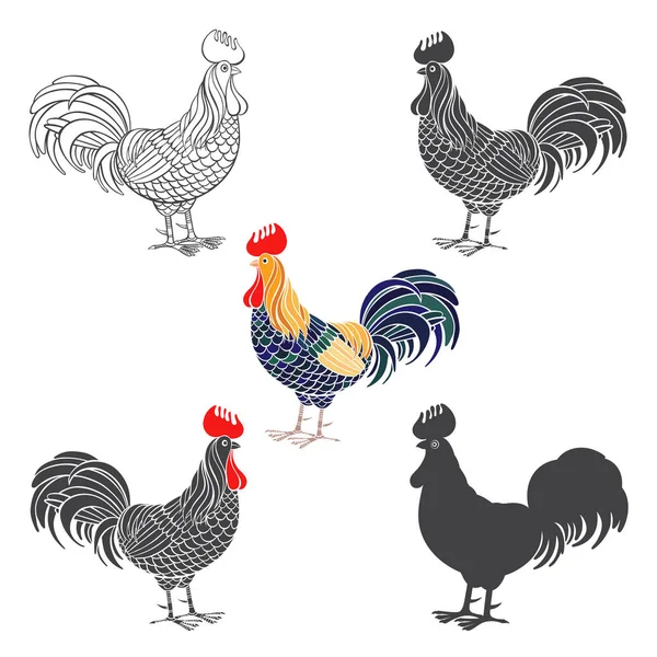 Different Rooster design — Stock Vector