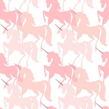 Pattern with pink unicorns. vector