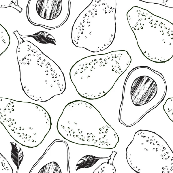 Naadloze patroon met avocado. — Stockvector