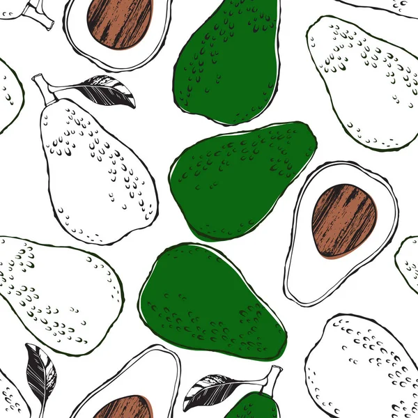 Naadloze patroon met avocado. — Stockvector