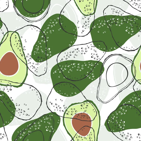 Seamless mönster med avokado. — Stock vektor