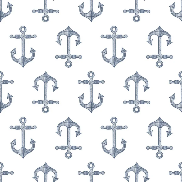 Seamless pattern with  hand-drawn anchors — Stock Vector