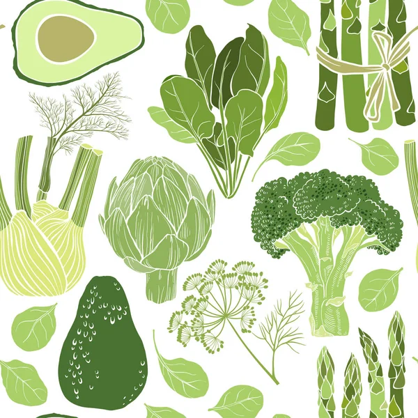 Yeşil sebzeler desen — Stok Vektör