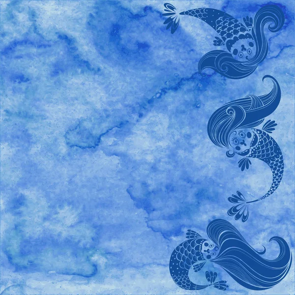 Karikaturen von Meerjungfrauen und Wellen — Stockvektor